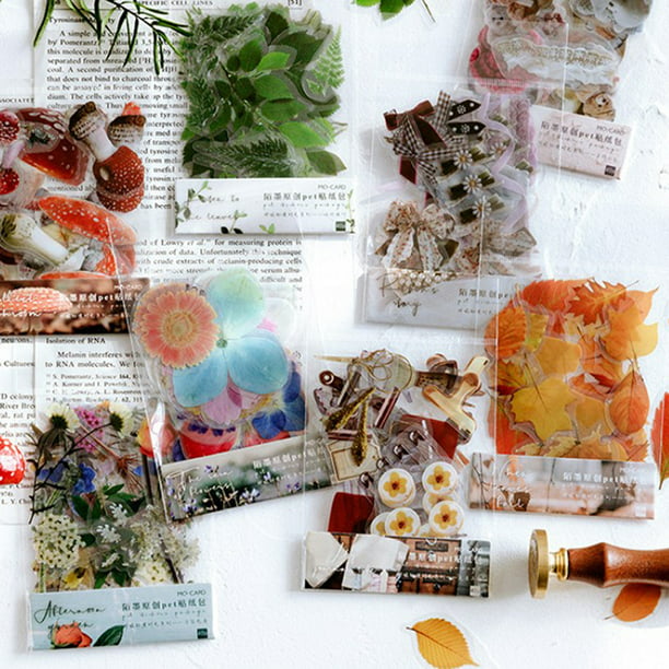 40Pcs Floral Plants Transparent Diary Sticker Scrapbooking Washi Tape Decoration